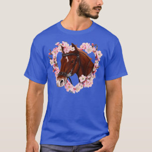 Hästlover ger bruna hästar med blommor 1 t shirt