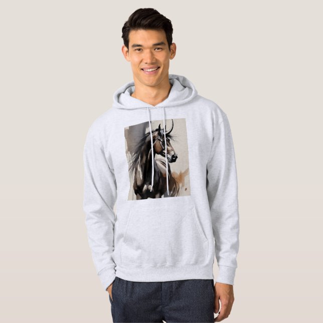 Hästmålning Långärmad topp Hoodie (Hel framsida)