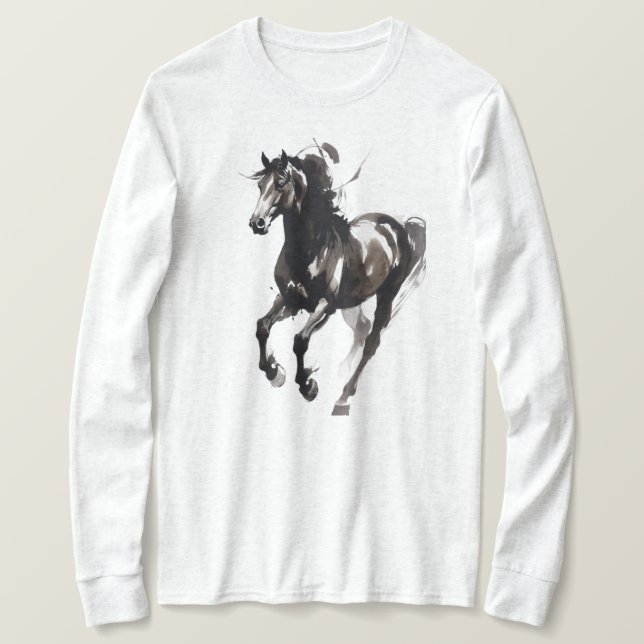 Hästmålning Långärmad topp T Shirt (Design framsida)