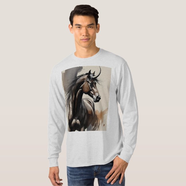Hästmålning Långärmad topp T Shirt (Hel framsida)