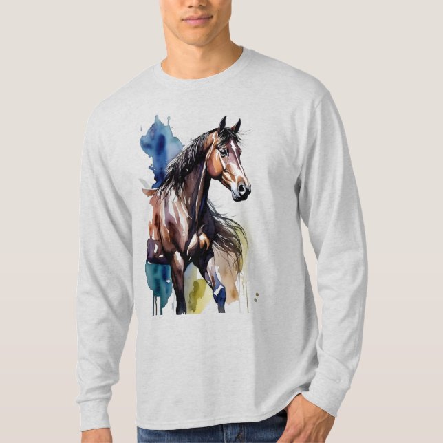 Hästmålning Långärmad topp T Shirt (Framsida)