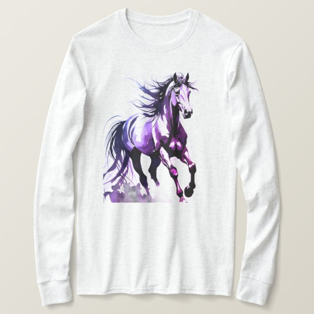Hästmålning Långärmad topp T Shirt (Design framsida)