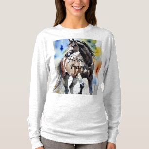 Hästmålning Långärmad topp T Shirt