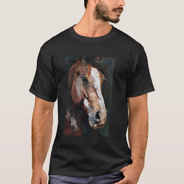 Hästmålning Oljemålning Målning T Shirt (Framsida)