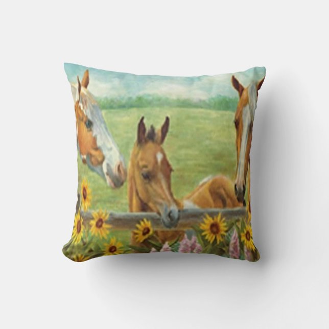 Hästmålning Reversible Pillow Kudde (Framsida)