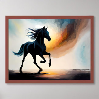 Hästmålning silhouette dimrökare vilda djur poster