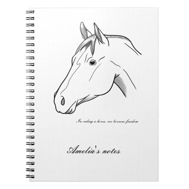 Hästminimalistisk bärbar dator för linjeutformning anteckningsbok (Framsidan)