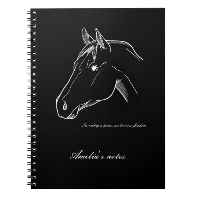 Hästminimalistisk linjeutformning anteckningsbok (Framsidan)