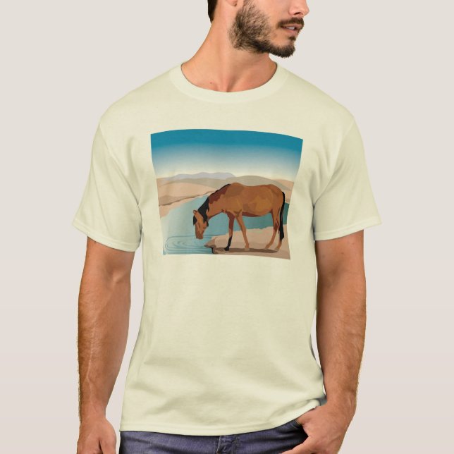 Hästpinnar för dryck i Western scen T-shirt (Framsida)