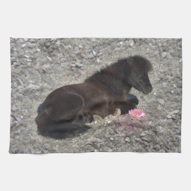 Hästponny, shettitysk minihäst kökshandduk (Horisontell)