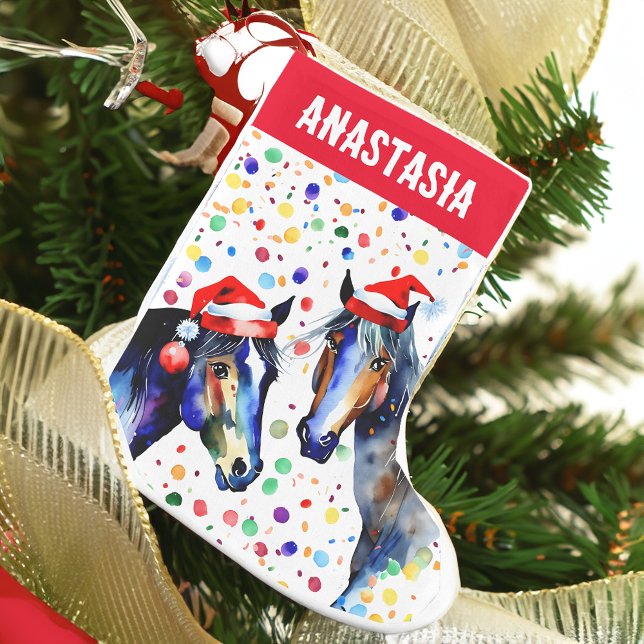Hästponyngska julgåvor liten julstrumpa (Christmas horses pony equestrian Christmas stockings personalized gifts for horse lovers)