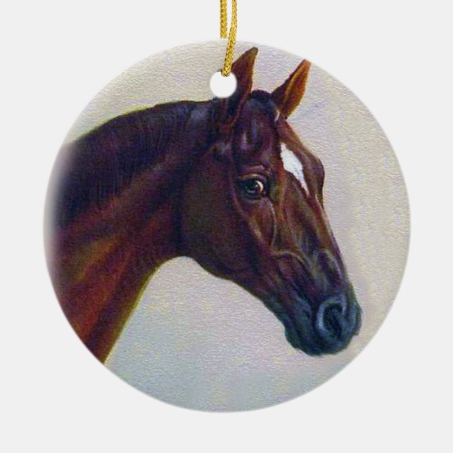 Hästporträtt Julgransprydnad Keramik (Framsidan)
