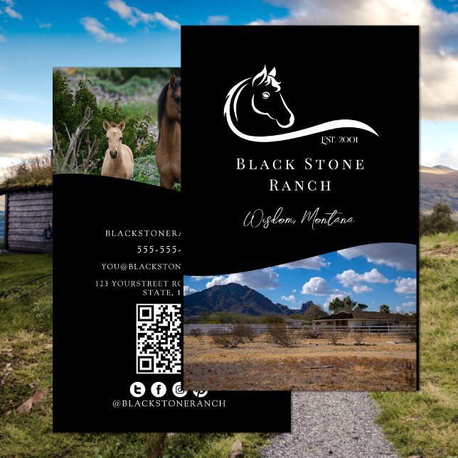 Hästranch logotyp equestrian branding adress flygblad (Horse ranch logo equestrian branding address flyer)