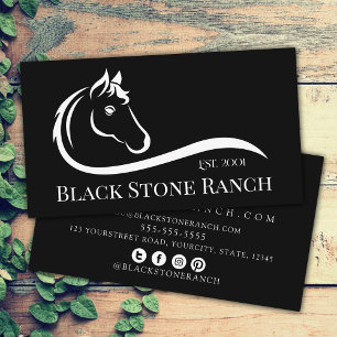 Hästranch logotyp equestrian stable branding visitkort