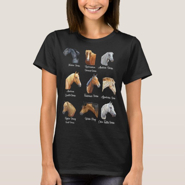 Hästraser Equestrian ridning för tjejer T Shirt (Framsida)