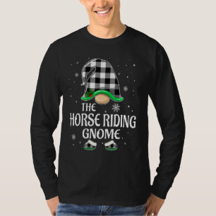 Hästridande Gnome Buffalo Rutig Jul Matchande T Shirt