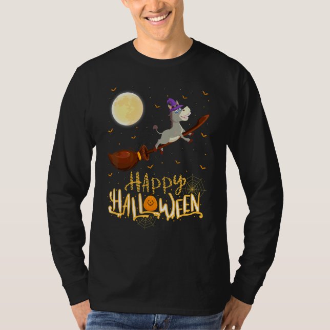 Hästridning Häxa Hagge Mula Halloween T Shirt (Framsida)