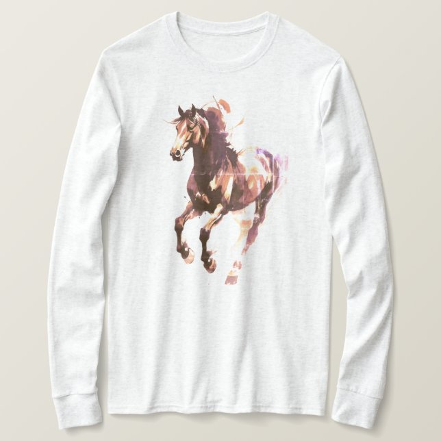 Hästritning Långärmad topp T Shirt (Design framsida)