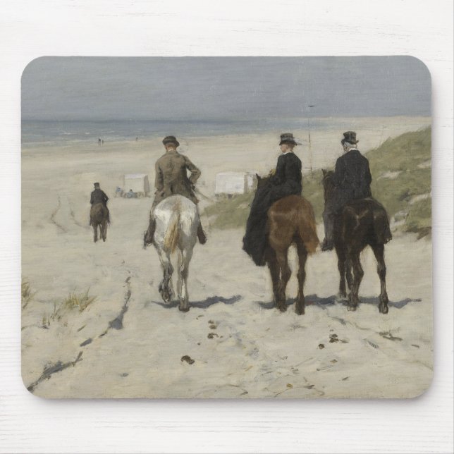 Hästryggritt längs stranden - konst Mousepad Musmatta (Framsidan)