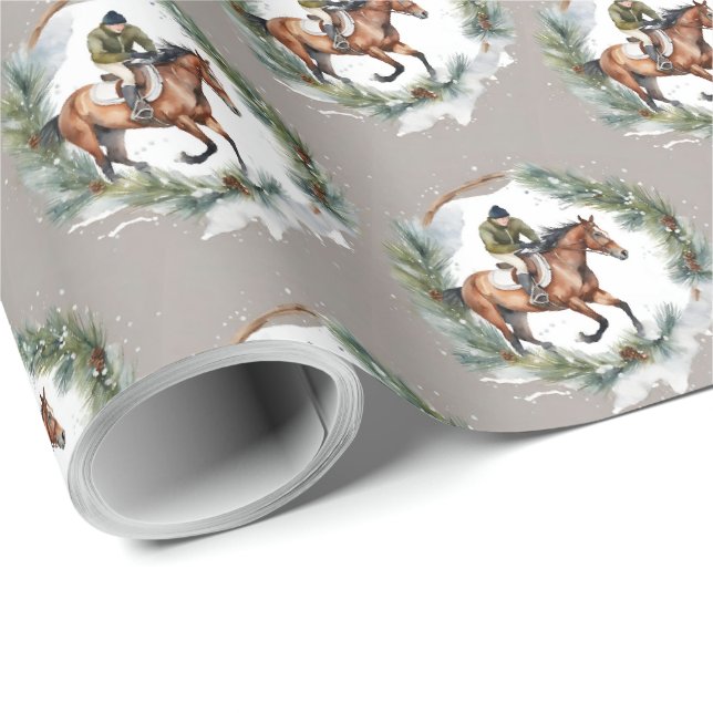 Hästryttare julklappspapper presentpapper (Rullad Hörn)