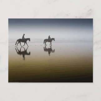 Hästryttare på stranden vykort