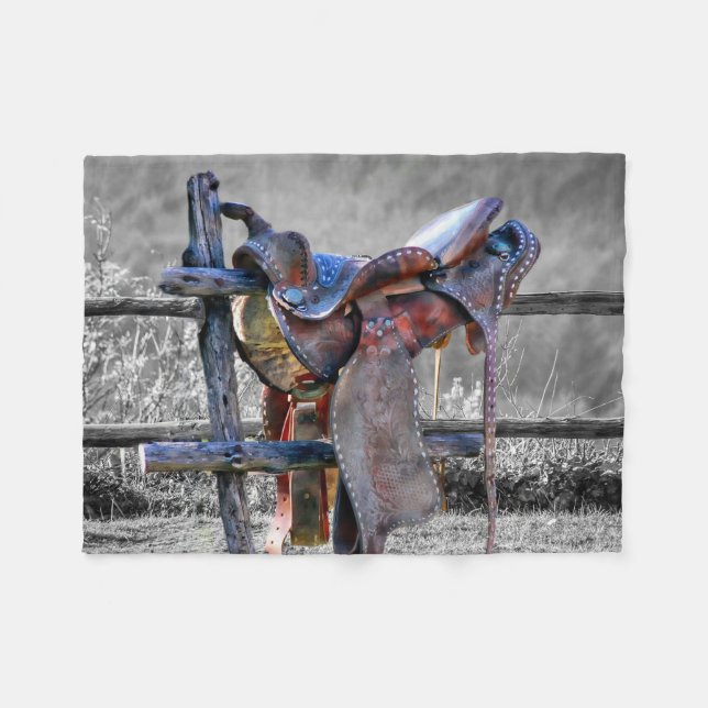 Hästsadel på korralstaketet Western Fleecefilt (Framsidan (Horisontell))