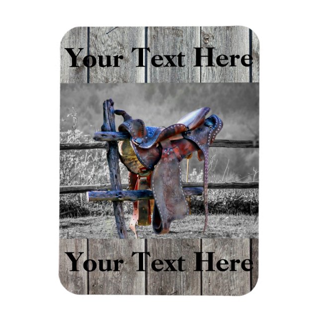 Hästsadel på korralstaketet Western Magnet (Vertikal)