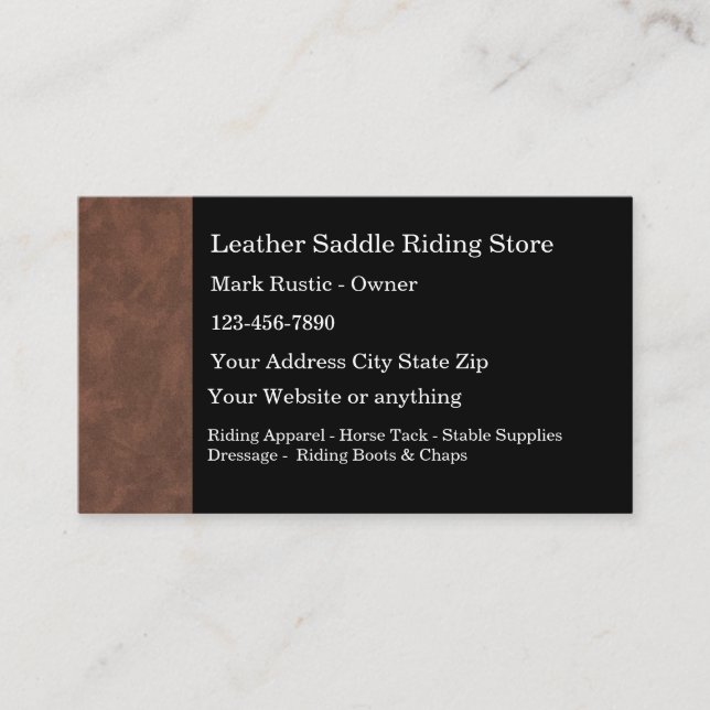 Hästsadellädertema Visitkort (Framsida)