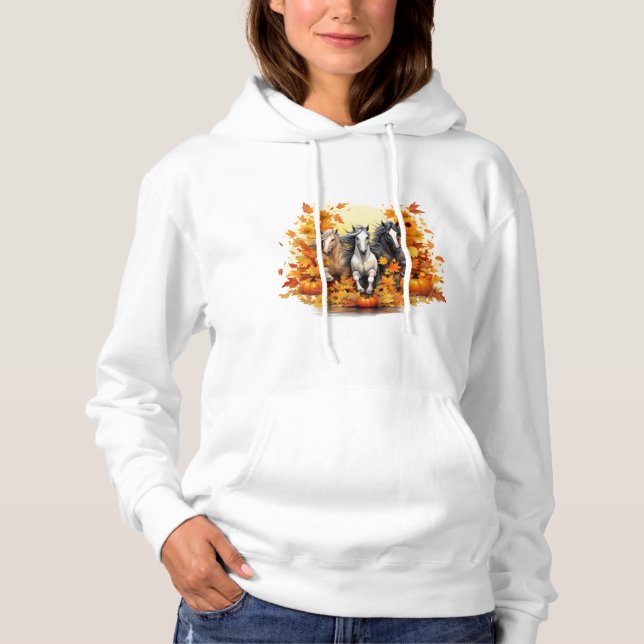 Hästserie - Fall Basic Hooded Sweatshirt T Shirt (Framsida)
