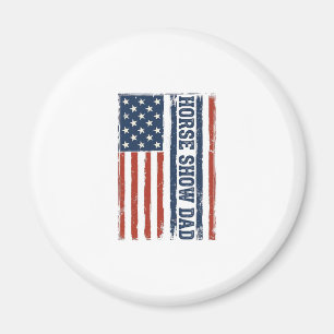 Hästshow Papa Amerikansk Flagga Vintage T-Shirt De Magnet