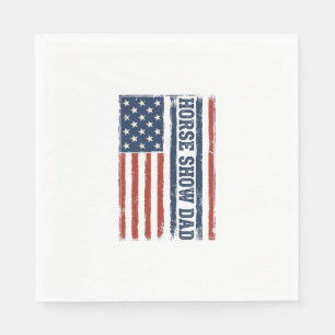 Hästshow Papa Amerikansk Flagga Vintage T-Shirt De Pappersservett