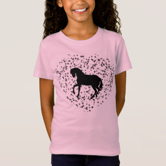 Hästsilhouette på hjärtabakgrund tee shirt