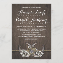 Hästsko Baby's Breath Rustika Bröllopsinbjudningar