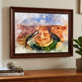Hästsko Böj Vattenfärg Grand Canyon Landskap Fototryck