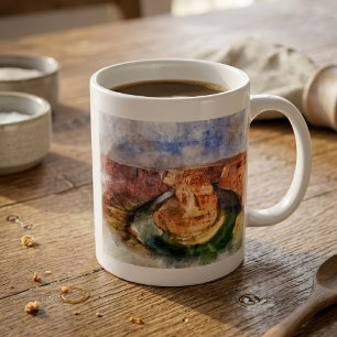 Hästsko Böj Vattenfärg Grand Canyon Landskap Kaffemugg