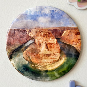 Hästsko Böj Vattenfärg Grand Canyon Landskap Magnet