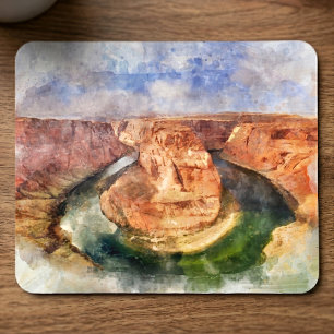Hästsko Böj Vattenfärg Grand Canyon Landskap Musmatta