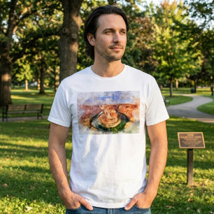 Hästsko Böj Vattenfärg Grand Canyon Landskap T Shirt