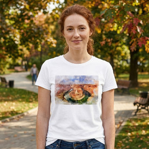 Hästsko Böj Vattenfärg Grand Canyon Landskap T Shirt