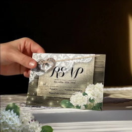 Hästsko Hydrangea Trä Bryllop RSVP Vänligen Svara OSA Kort