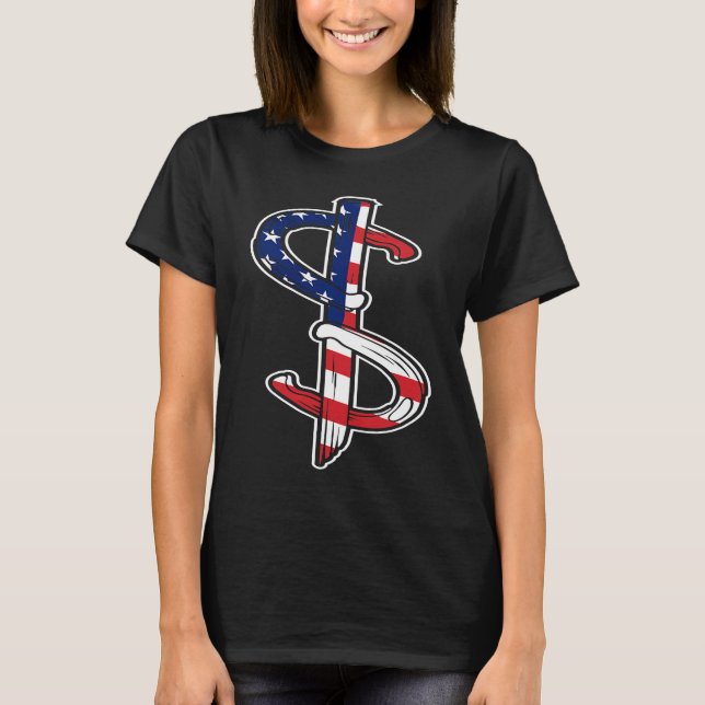 Hästsko Kastning USA Flagga T Shirt (Framsida)