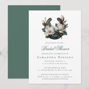 Hästsko Magnolia Elegant Bröllop Brud Shower Inbjudningar