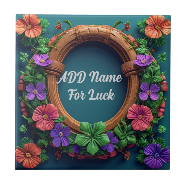 Hästsko och klöver kakelplatta (Framsidan)