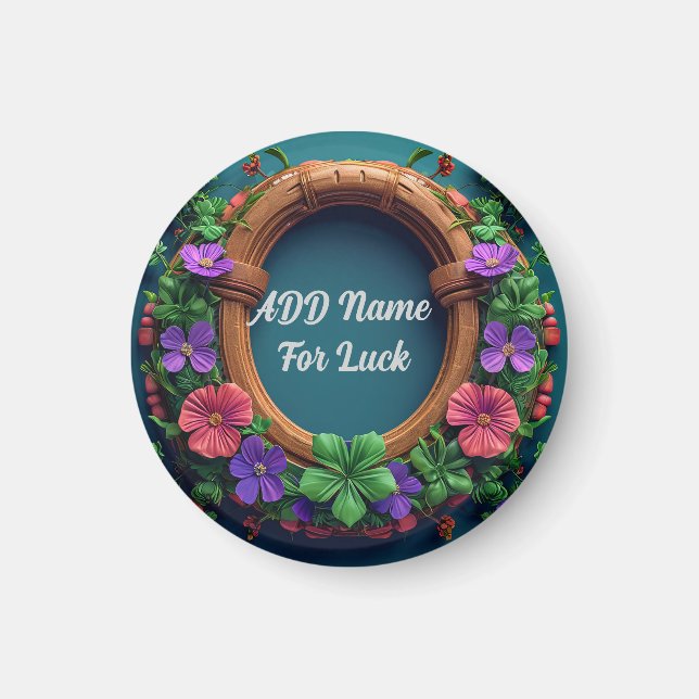 Hästsko och klöver Lucky Charm Kylskåpsdekor Magnet (Framsidan)