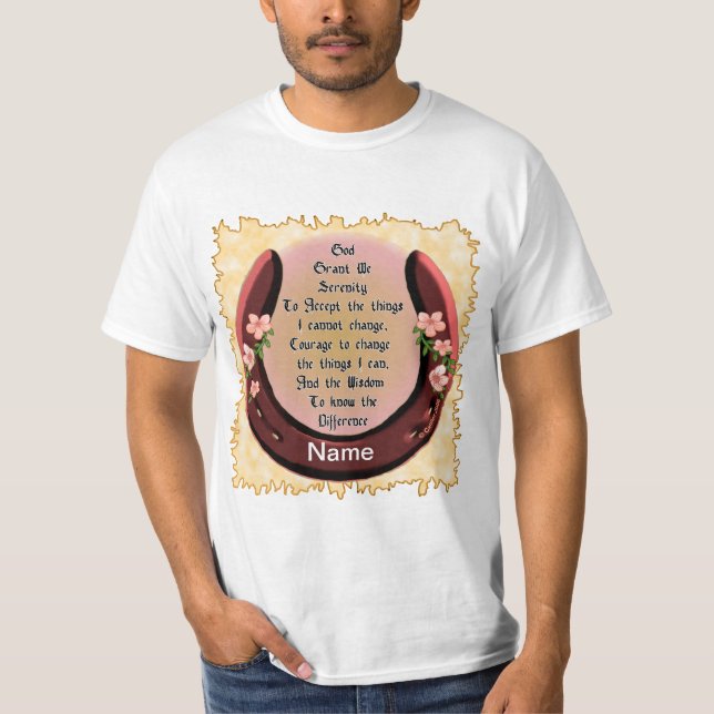 Hästsko Serenity Prayer T Shirt (Framsida)