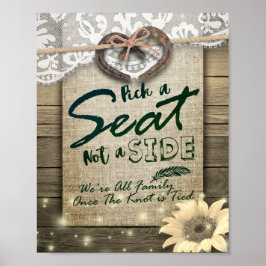 Hästsko Solros Pick A Seat Not A Side Bröllop Poster