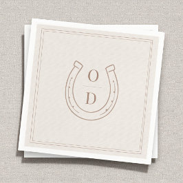 Hästsko Western Country Brun Monogram Bröllop Pappersservett