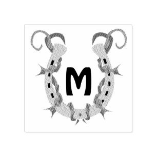 Hästskon inkapslad i Barbed Wire Monogram Stämpel