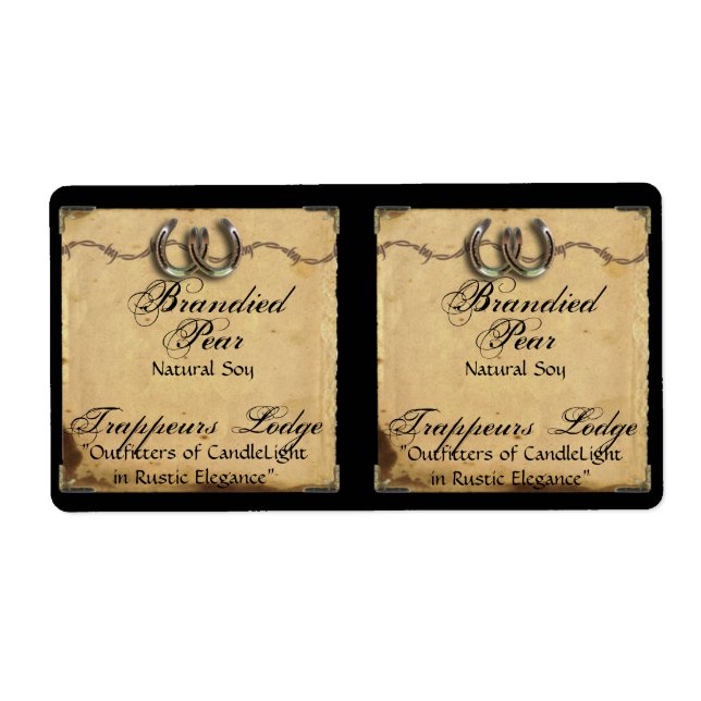 Hästskor på parchment-ljusetikett fraktsedel (Framsidan)