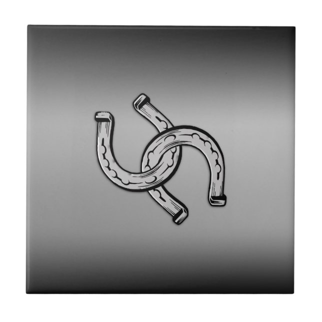 Hästskor på silvergradient kakelplatta (Framsidan)